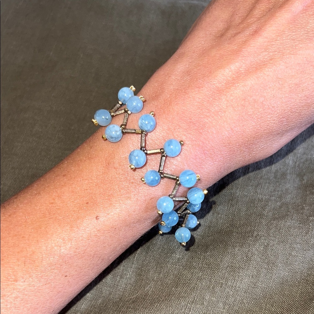 Hand Crafted Aqua Beaded Bracelet